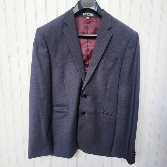 Express Photographer Slim Blazer Dark Gray Mens 38S Suit Jacket Coat 38 Short - Picture 1 of 12